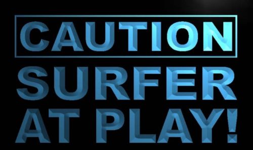 Caution Surfer at Play Neon Light Sign